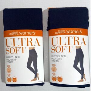 NEW 2 Pack L XL Ultra Soft Fleece Lined Footless Tights Blissful Benefits Warner